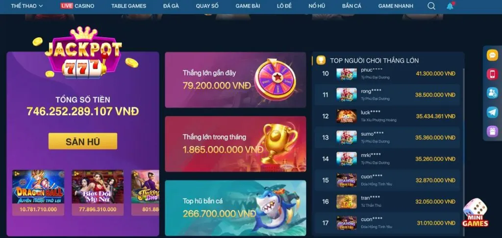 Nổ Hũ (Slots) Đa Dạng
